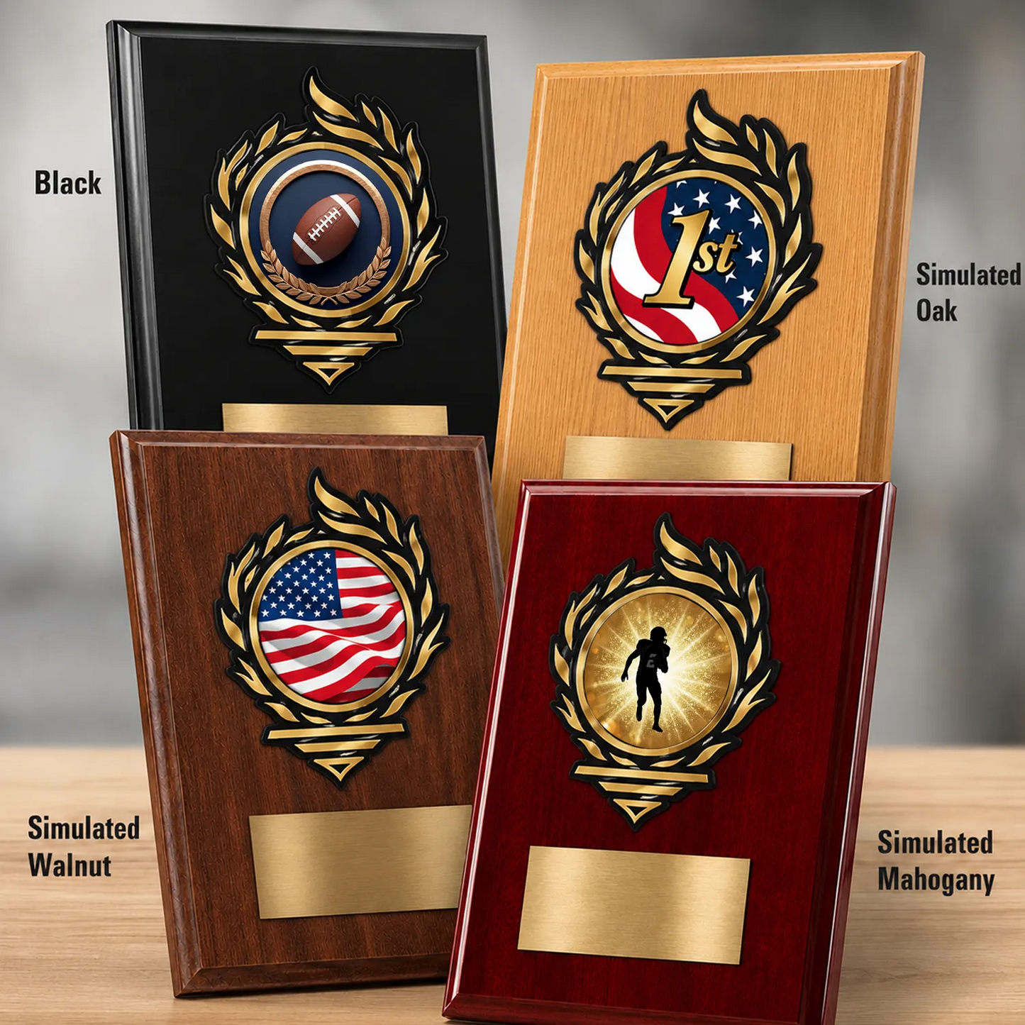 Football Mylar Flame Style Plaque - Personalized Metal Plate - 4 Frame Colors