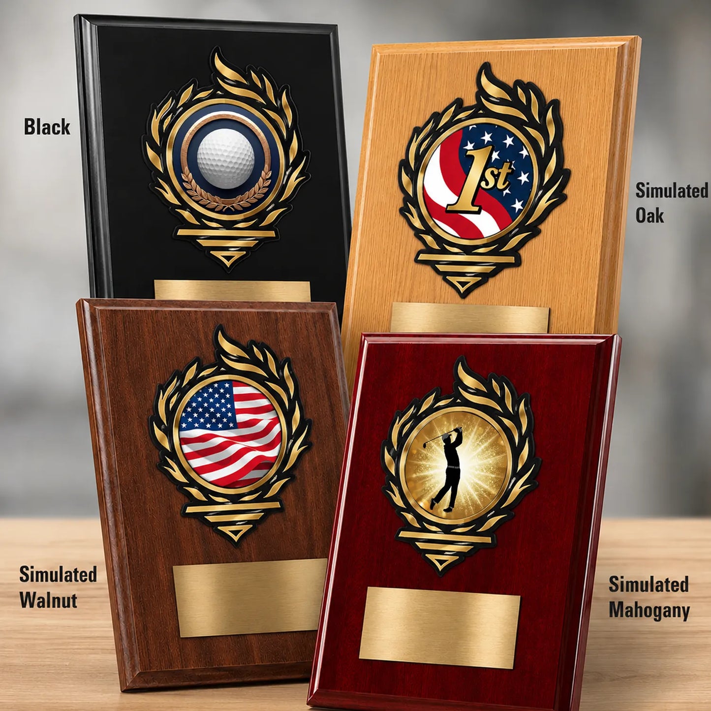 Golf Mylar Flame Style Plaque - Personalized Metal Plate - 4 Frame Colors