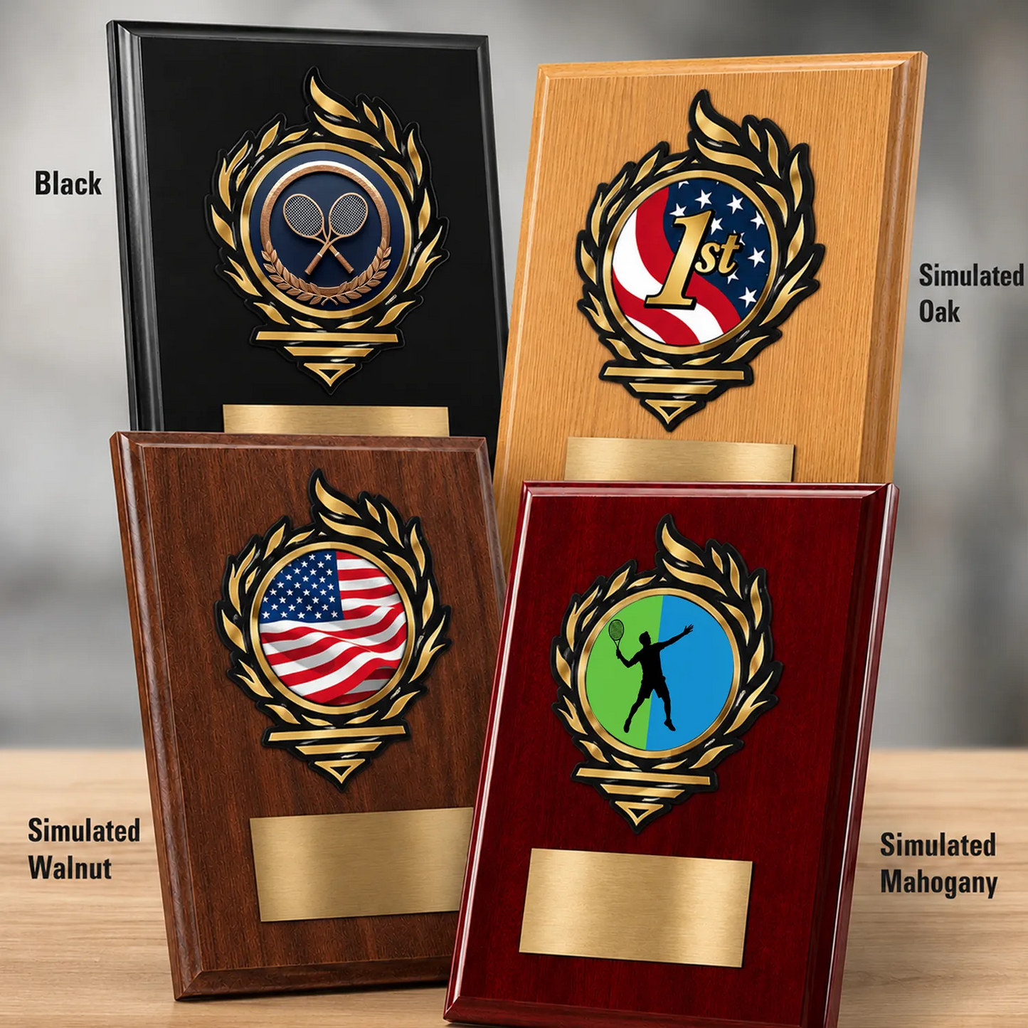 Tennis Mylar Flame Style Plaque - Personalized Metal Plate - 4 Frame Colors