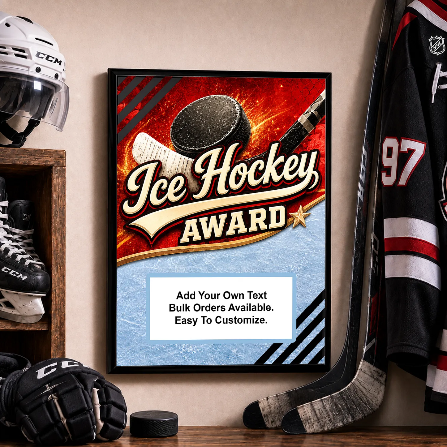 Personalized Ice Hockey Award Plaques - Design 5