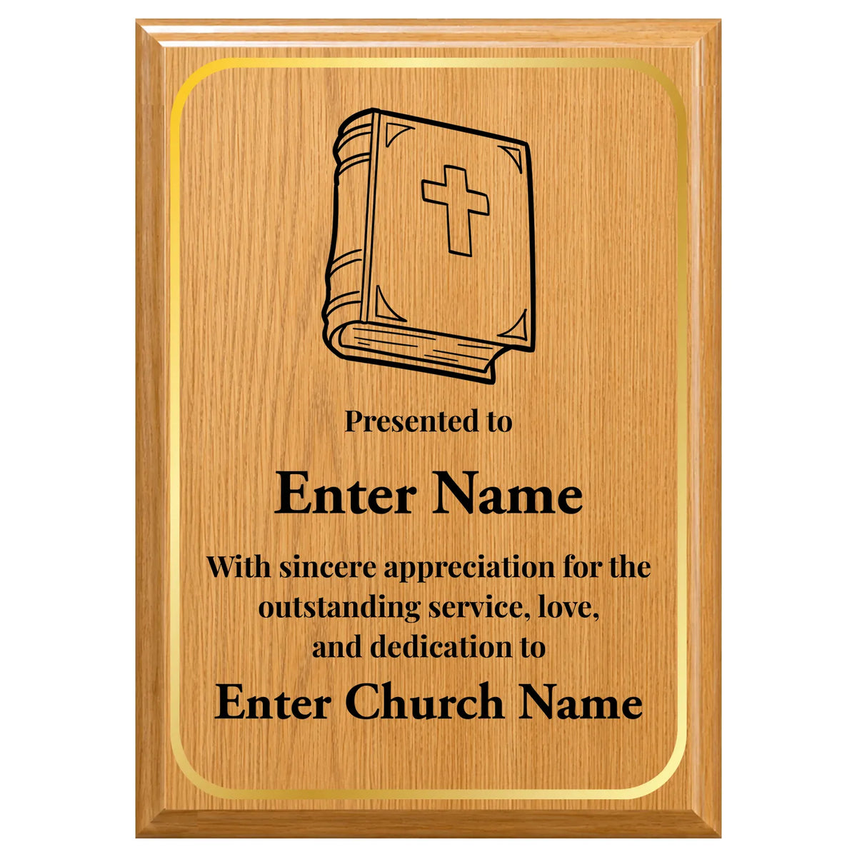 Church Gratitude Plaque - Personalized Gift for Pastors, Ministers & Church Leaders - 4 Frame Colors