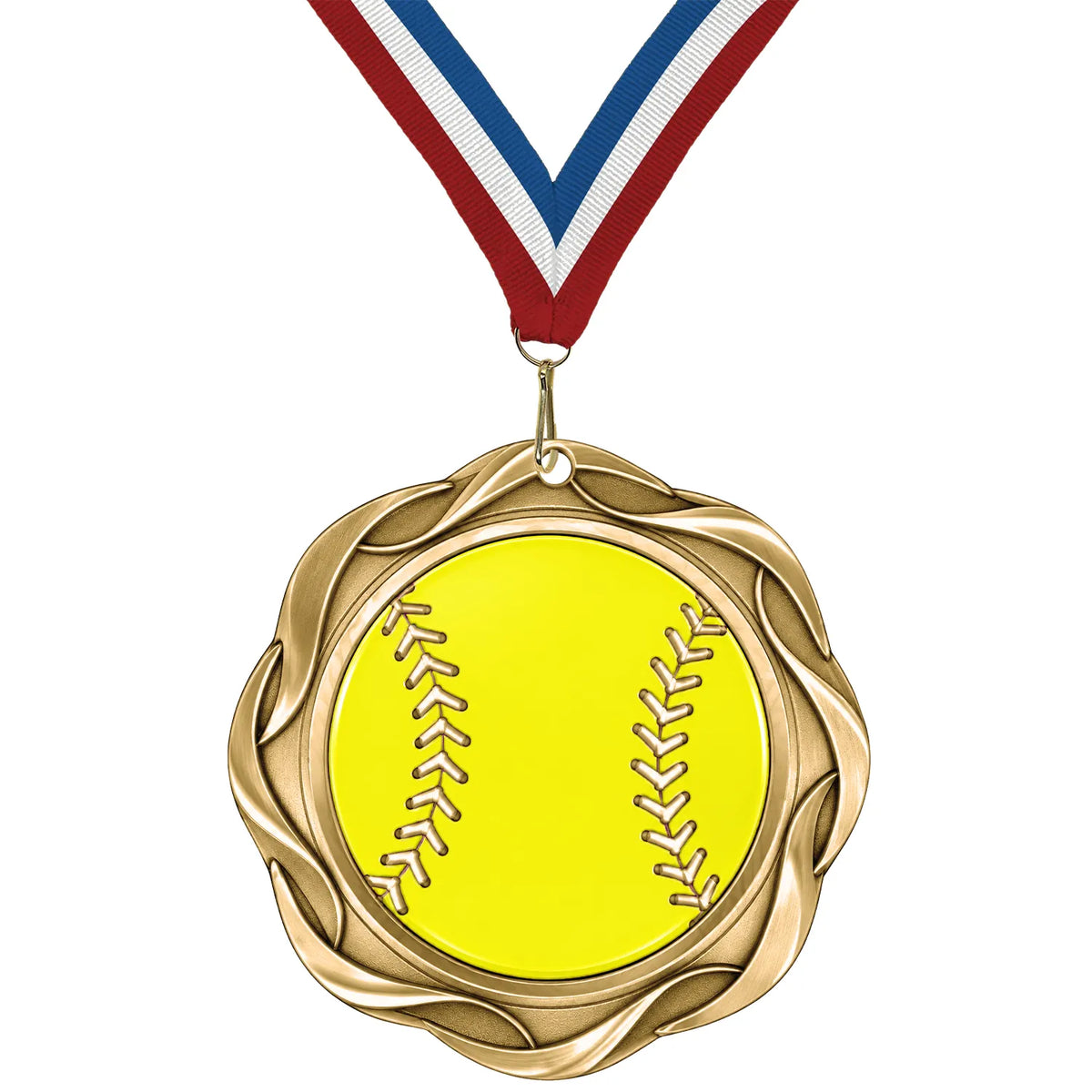 Softball Medals - Youth & Travel Team Awards, 2-1/4" Fusion Medal in Gold, Silver & Bronze