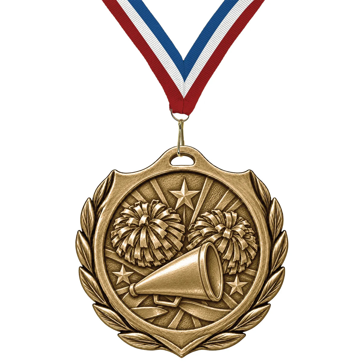 Cheerleading Medals - Performance & Competition Awards, 2-1/4" Burst Medal in Gold, Silver & Bronze