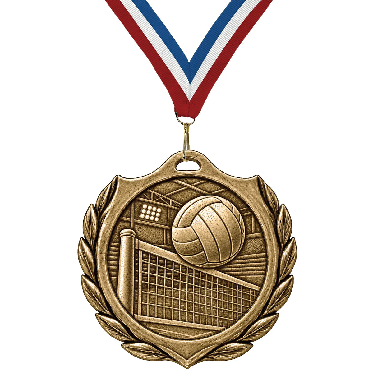 Volleyball Medals - Player Recognition & Tournament Awards, 2-1/4" Burst Medal in Gold, Silver & Bronze