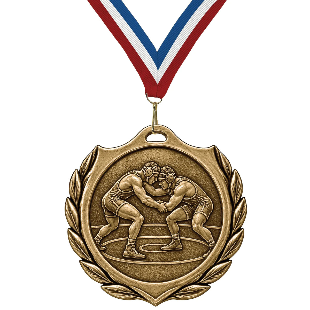 Wrestling Medals - Match & Tournament Achievement Awards, 2-1/4" Burst Medal in Gold, Silver & Bronze