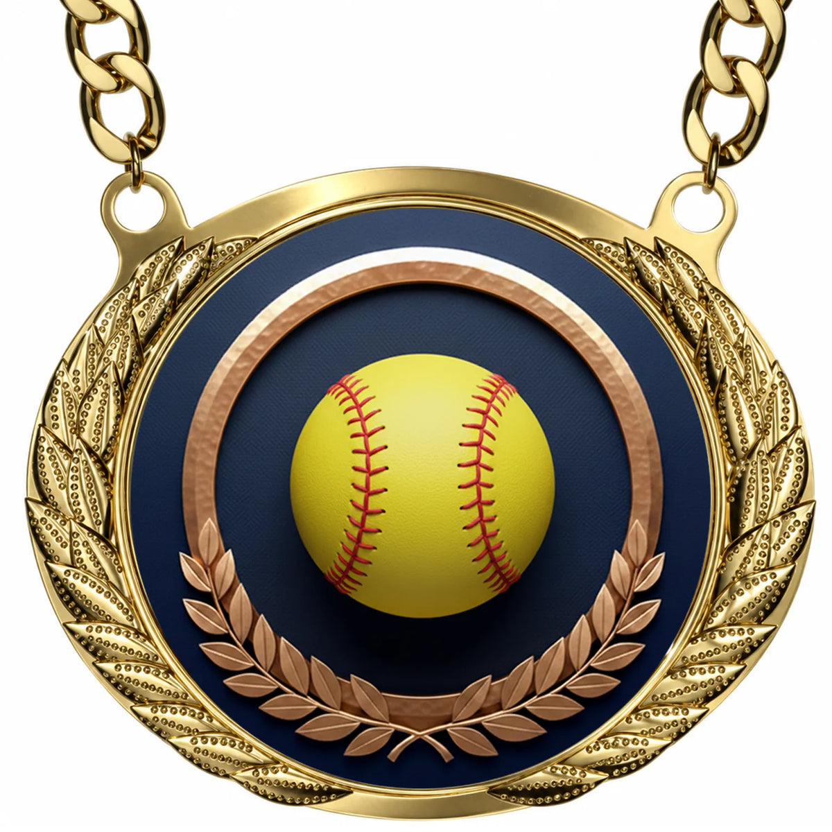 Fantasy Softball Championship Medallion – Softball Champion Award Medal with Gold Chain