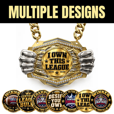 Fantasy Football Champion Medal - I Own This League, Knock Out Champ Chain with Premium Chain