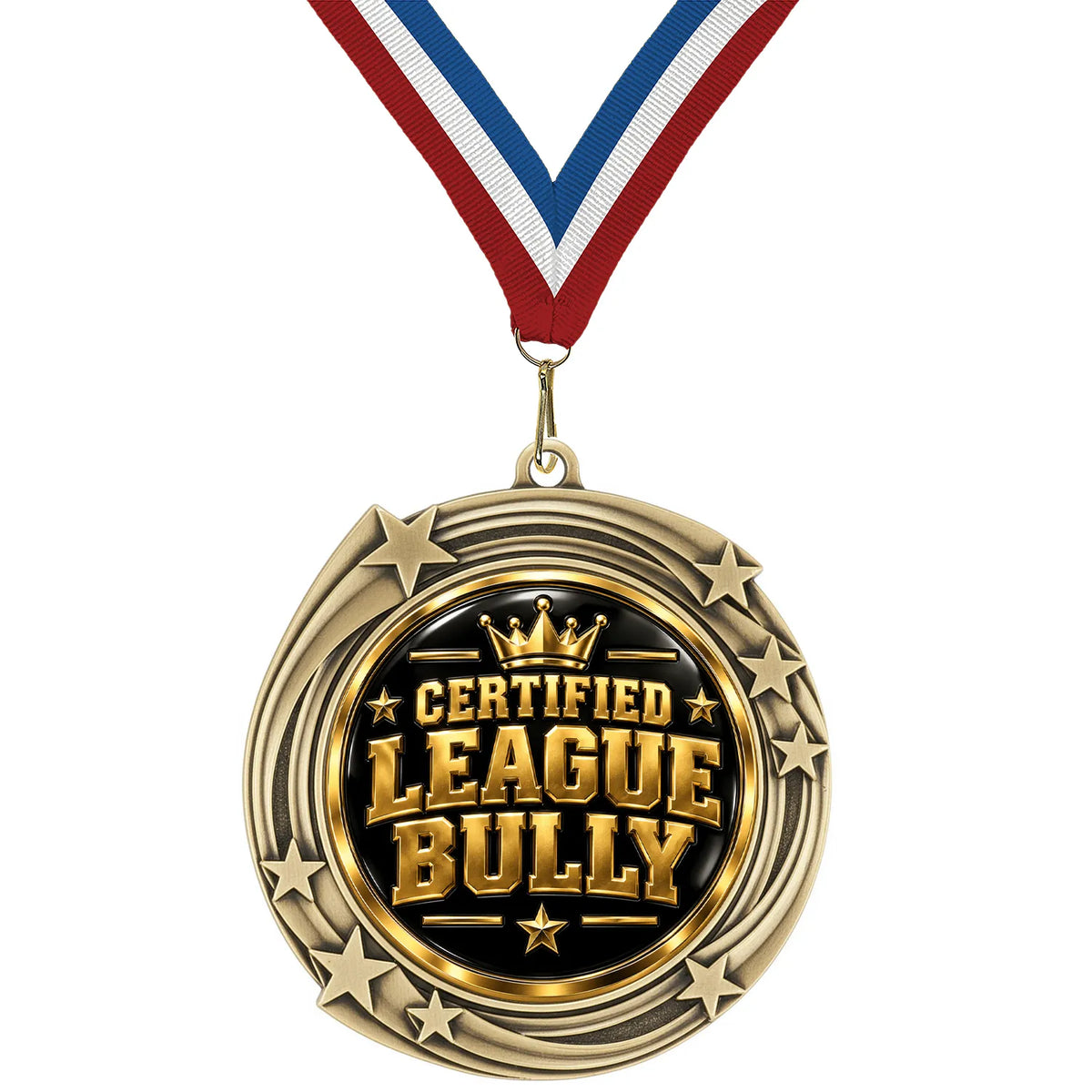 Fantasy Football Medal - Certified League Bully, 2-3/4" Swirling Star Medal