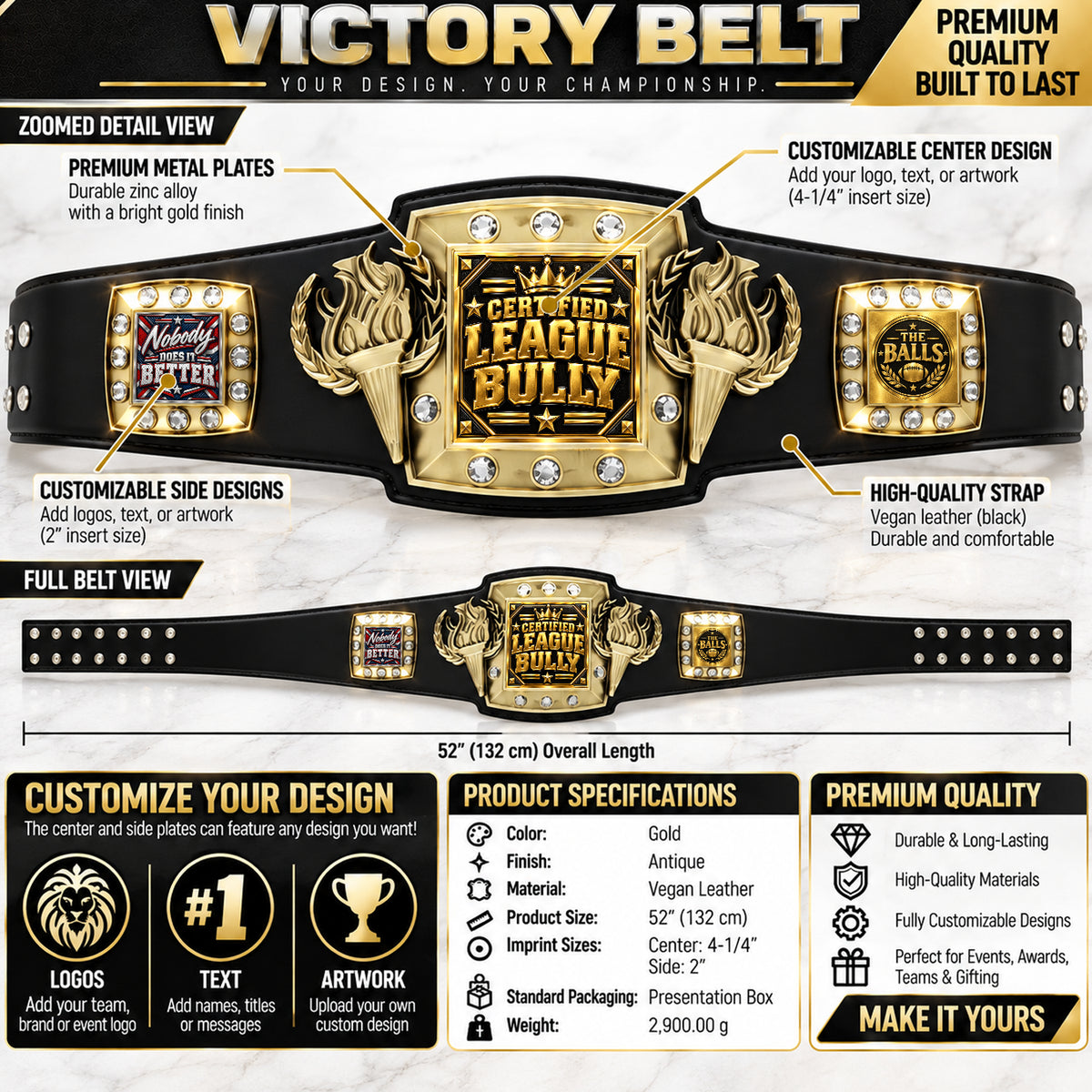 Fantasy Football Victory Championship Belt – Certified League Bully