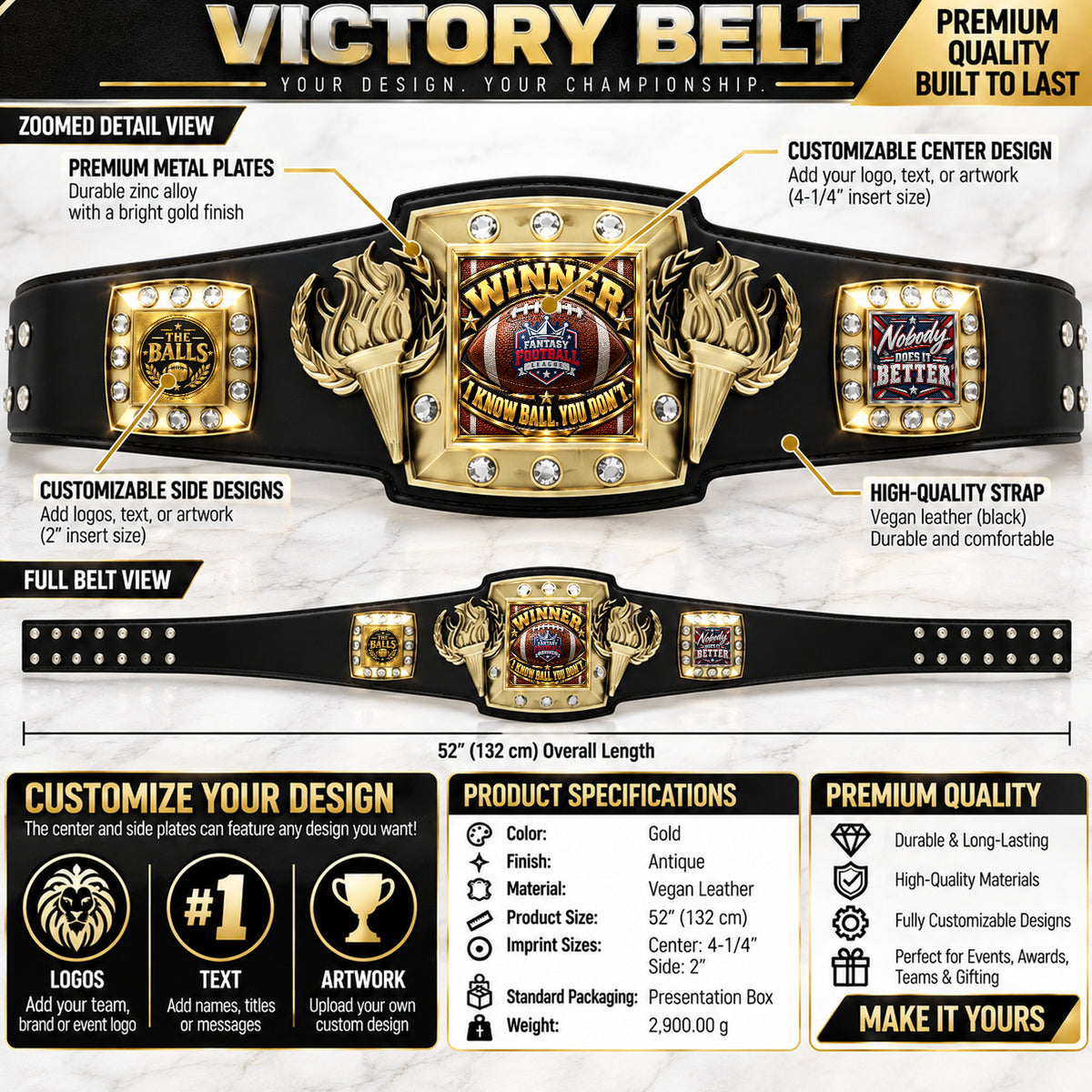 Fantasy Football Victory Championship Belt – Winner: I Know Ball, You Don't