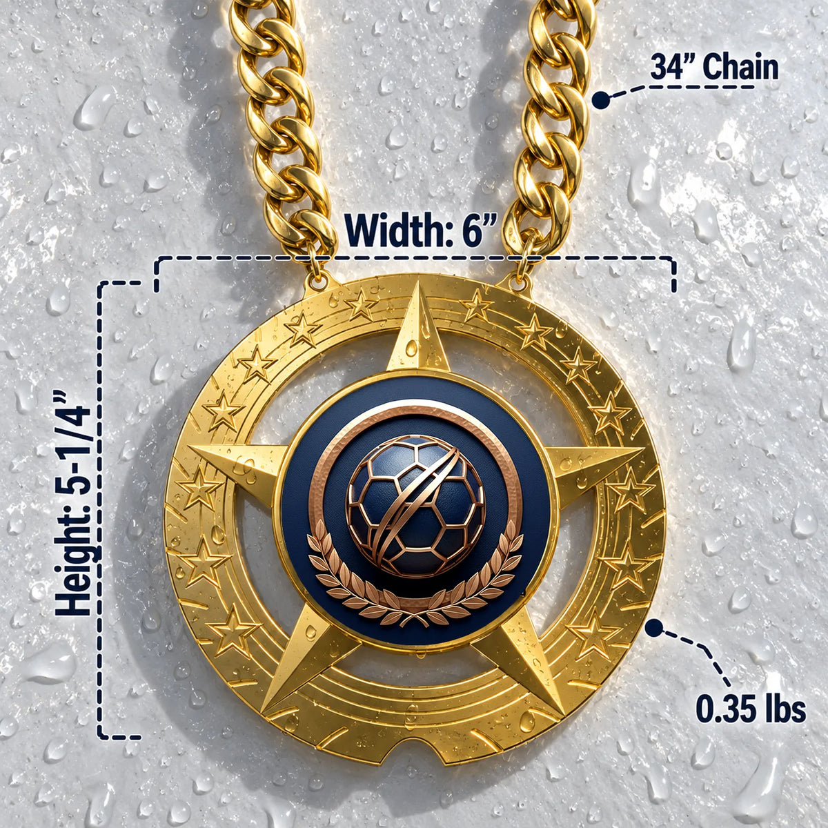 Soccer Medals - Player & League Victory Awards, 6" x 5-1/4" Super Star Champ Chain with Plastic Chain