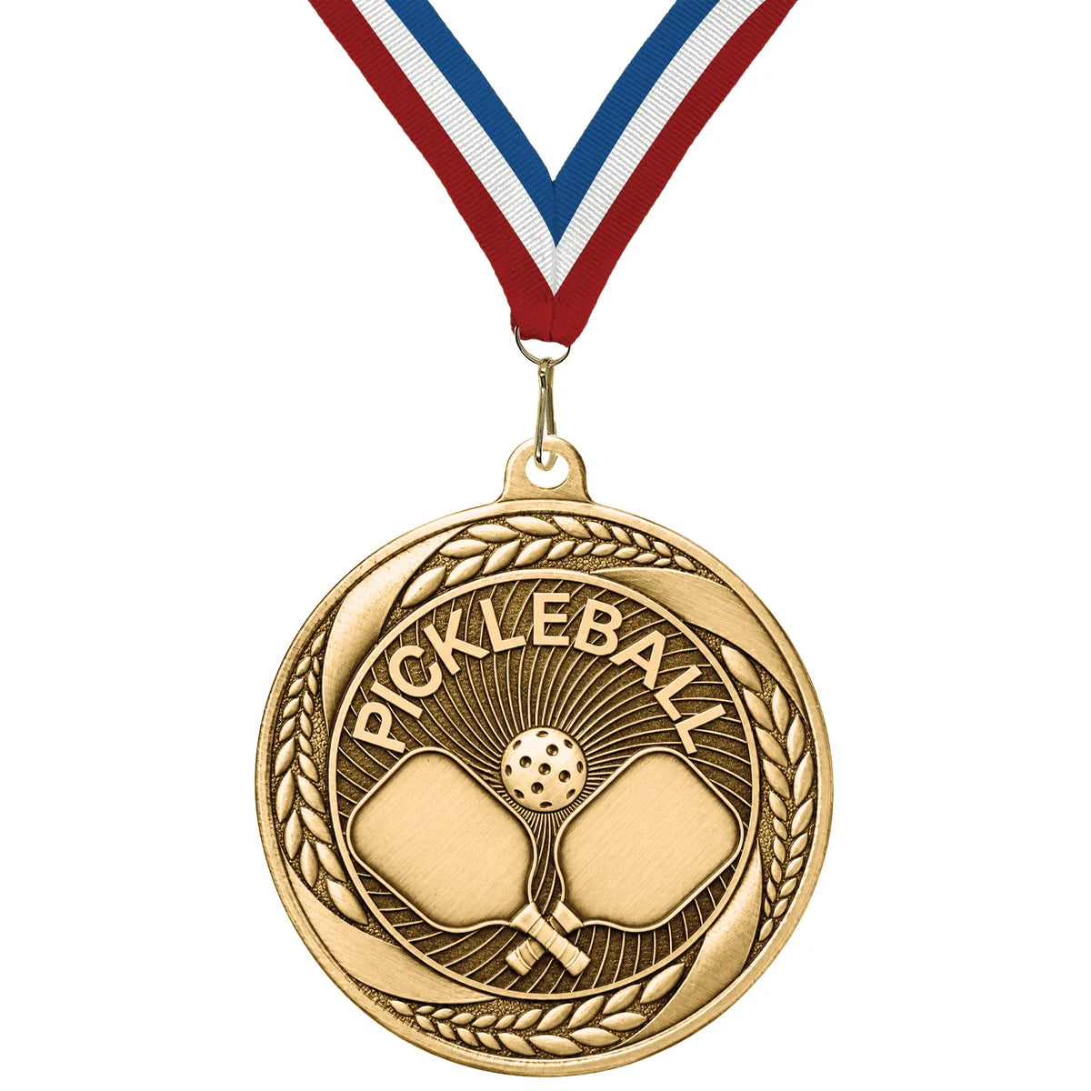 Pickleball Medals - Tournament & Player Achievement Awards, 2 1/4" Laurel Wreath Medal in Gold, Silver & Bronze