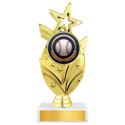 Baseball Oval Star Resin Award – 7.5" Personalized Bright Gold Trophy