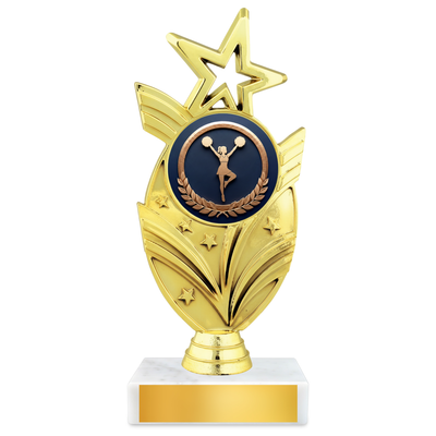 Cheerleading Oval Star Resin Award – 7.5" Personalized Bright Gold Trophy