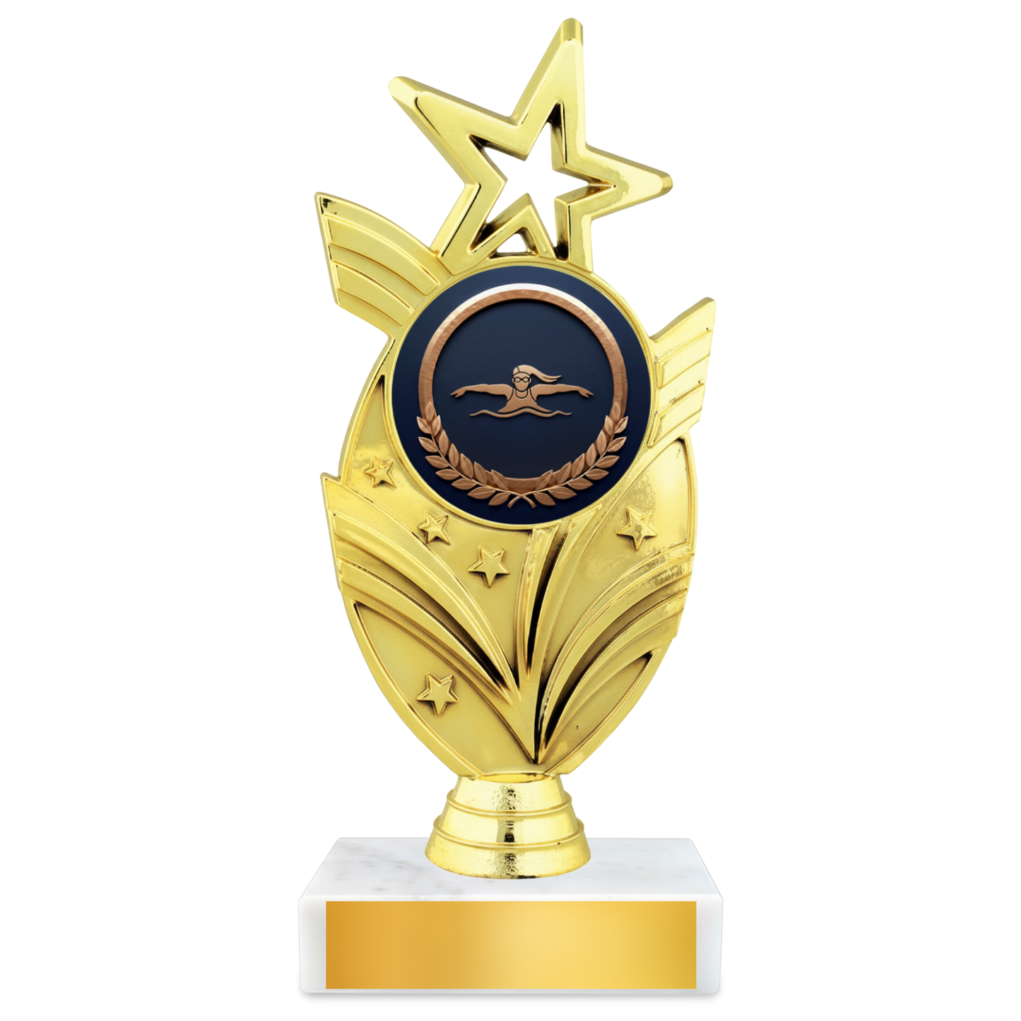 Swimming Oval Star Resin Award – 7.5" Personalized Bright Gold Trophy