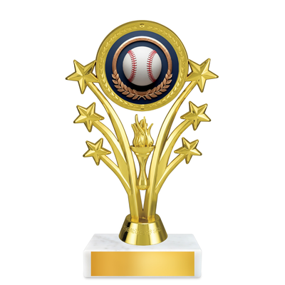Baseball Shooting Star Resin Award – 6.75" Personalized Bright Gold Trophy