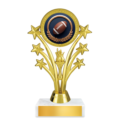 Football Shooting Star Resin Award – 6.75" Personalized Bright Gold Trophy