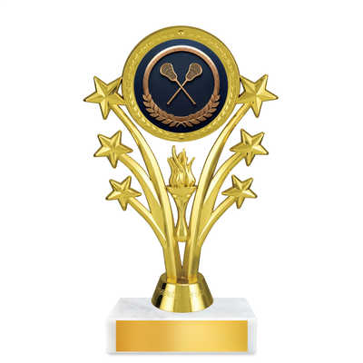 Lacrosse Shooting Star Resin Award – 6.75" Personalized Bright Gold Trophy
