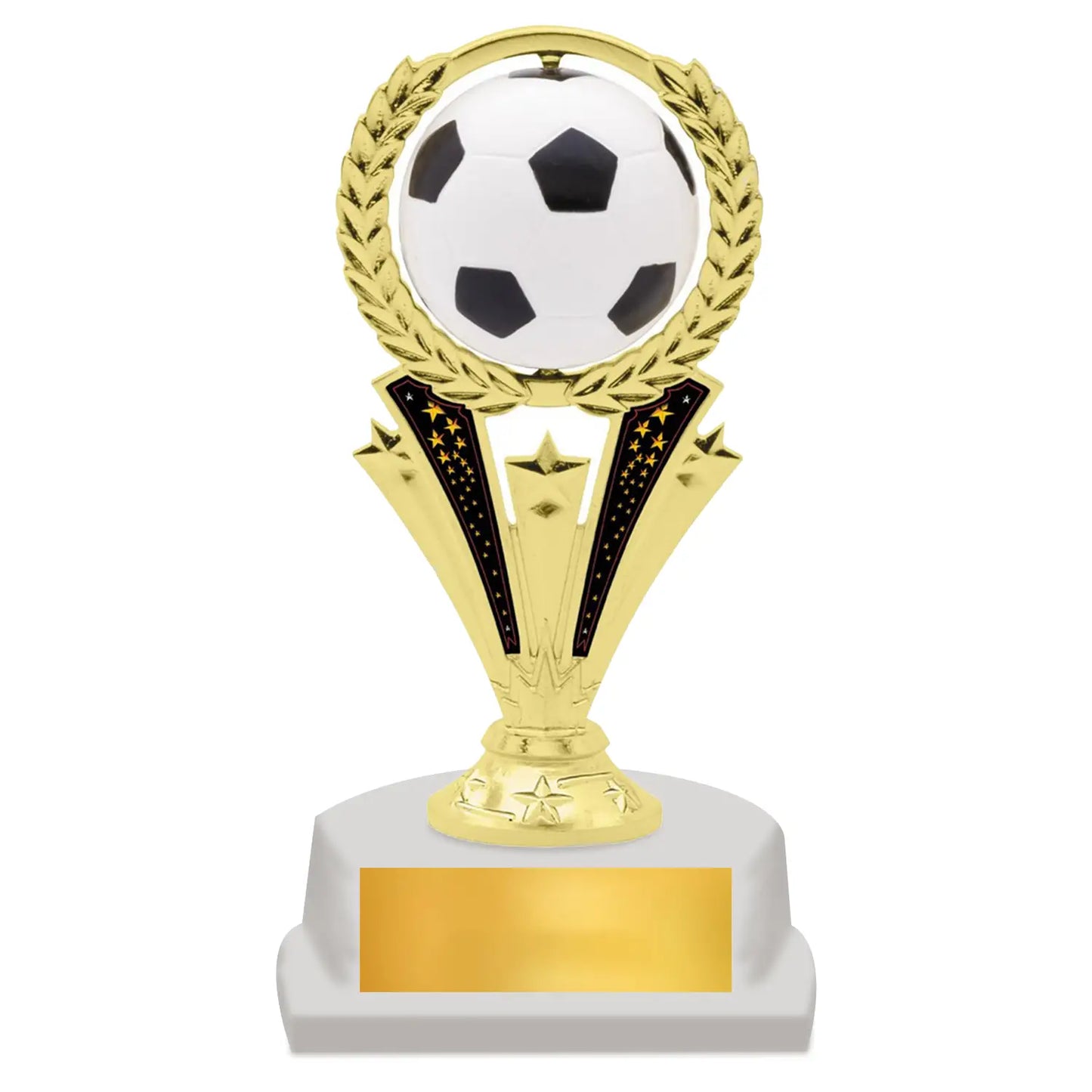 Spinning Soccer Trophy – Rotating Football Award with Customisable Plate (2 Sizes)