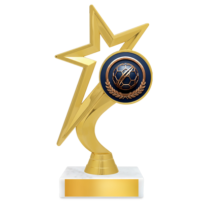 Soccer Star Resin Award – 7.25" Personalized Bright Gold Trophy