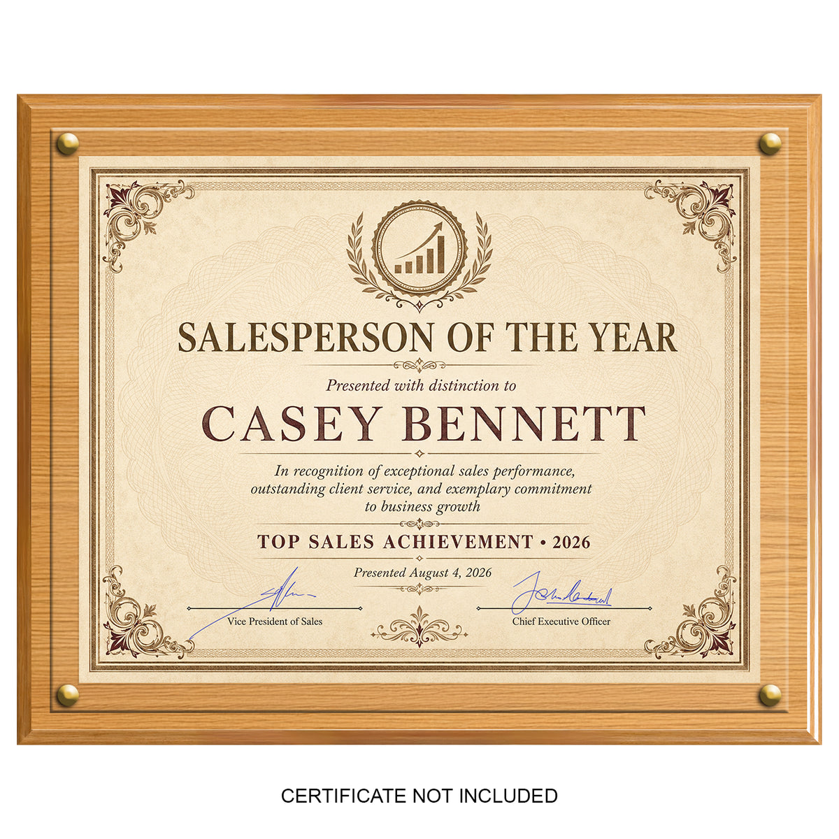 EZ Slide Certificate Holder Plaque with Border - 10.5" x 13" Wall Mount Award Display Frame - 4 Frame Colors - Certificate Not Included
