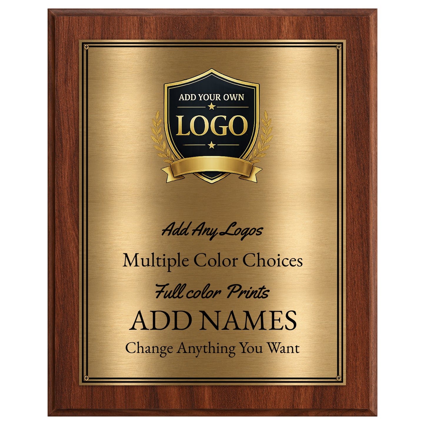 Classic Mahogany Plaque Gold & Silver Metal Plate Personalize Online