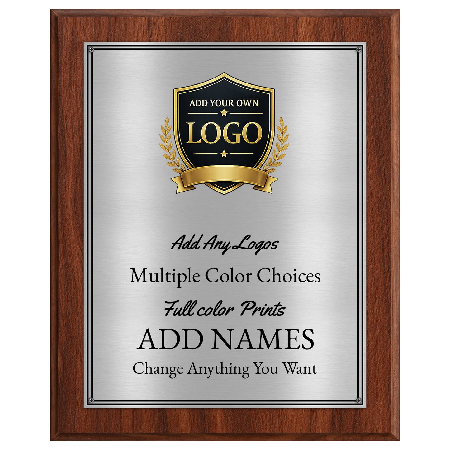 Classic Walnut Plaque Gold & Silver Metal Plate Personalize Online