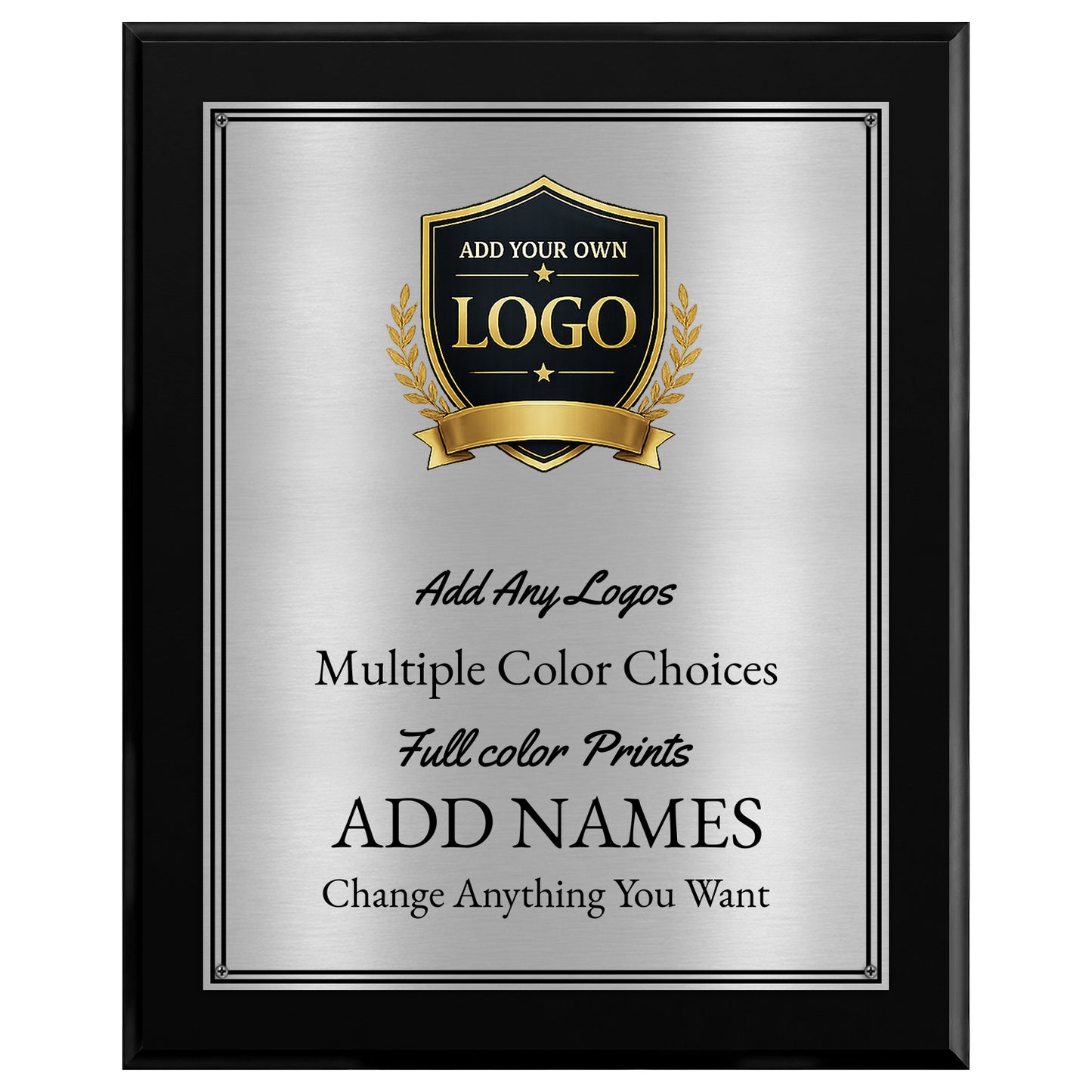 Classic Walnut Plaque Gold & Silver Metal Plate Personalize Online