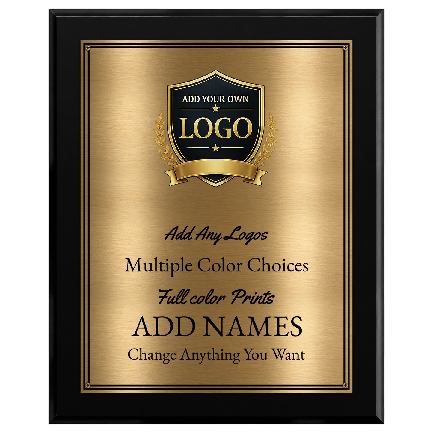 Classic Oak Plaque Gold & Silver Metal Plate Personalize Online