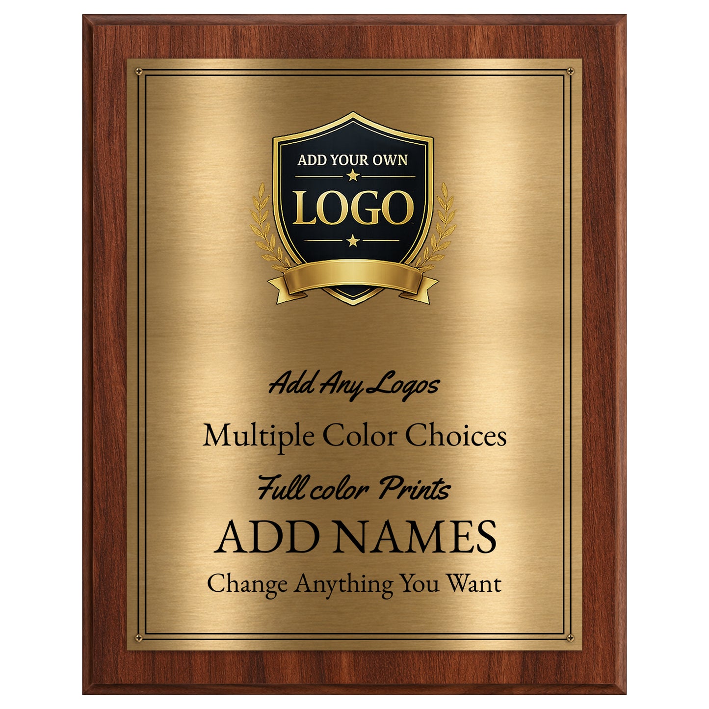 Classic Mahogany Plaque Gold & Silver Metal Plate Personalize Online