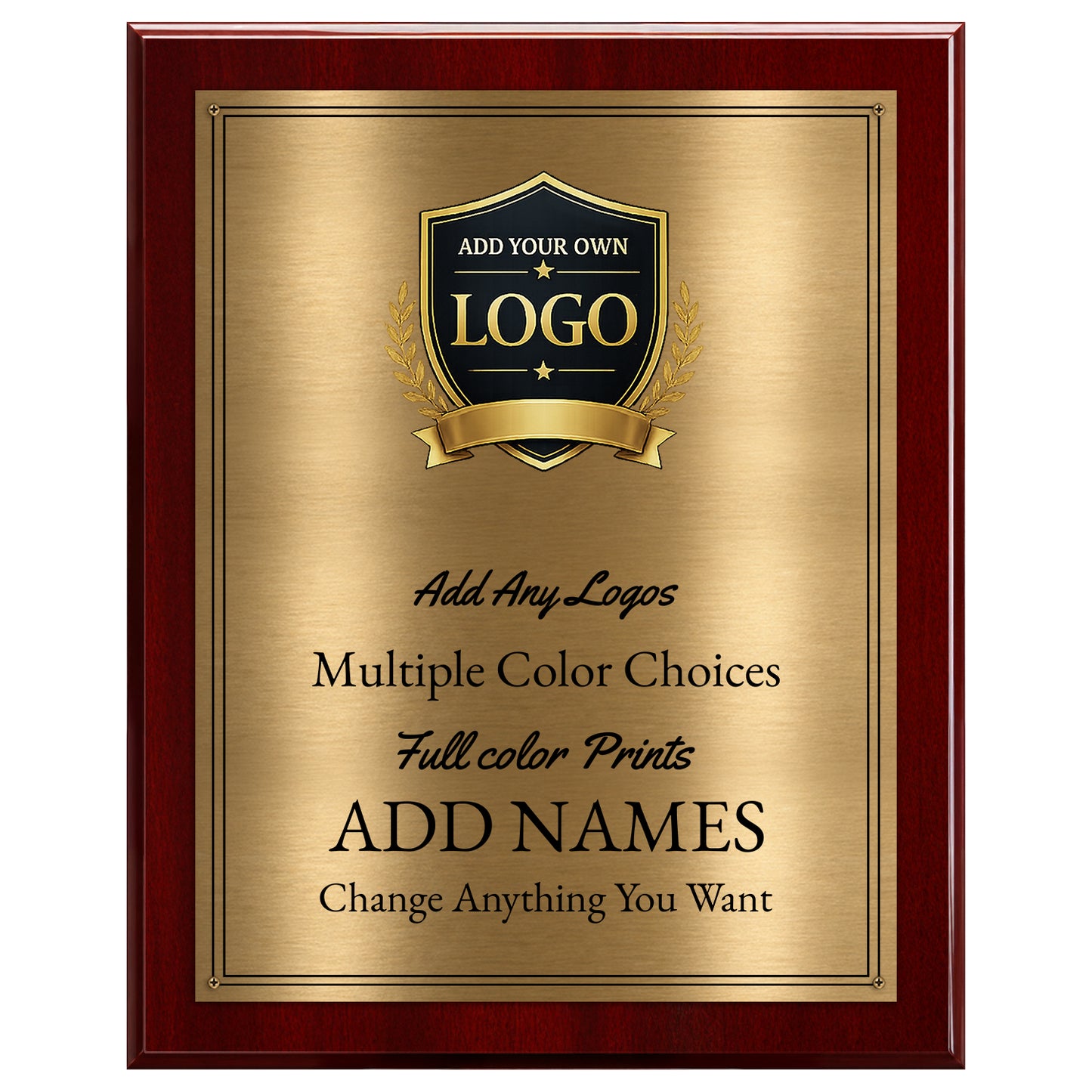 Classic Walnut Plaque Gold & Silver Metal Plate Personalize Online