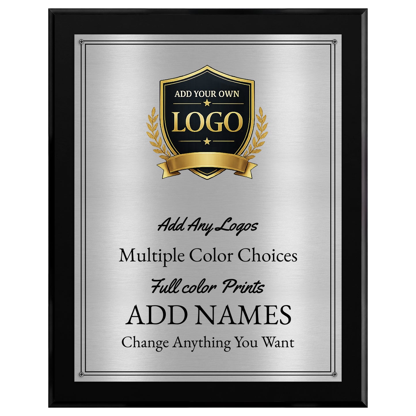 Classic Walnut Plaque Gold & Silver Metal Plate Personalize Online