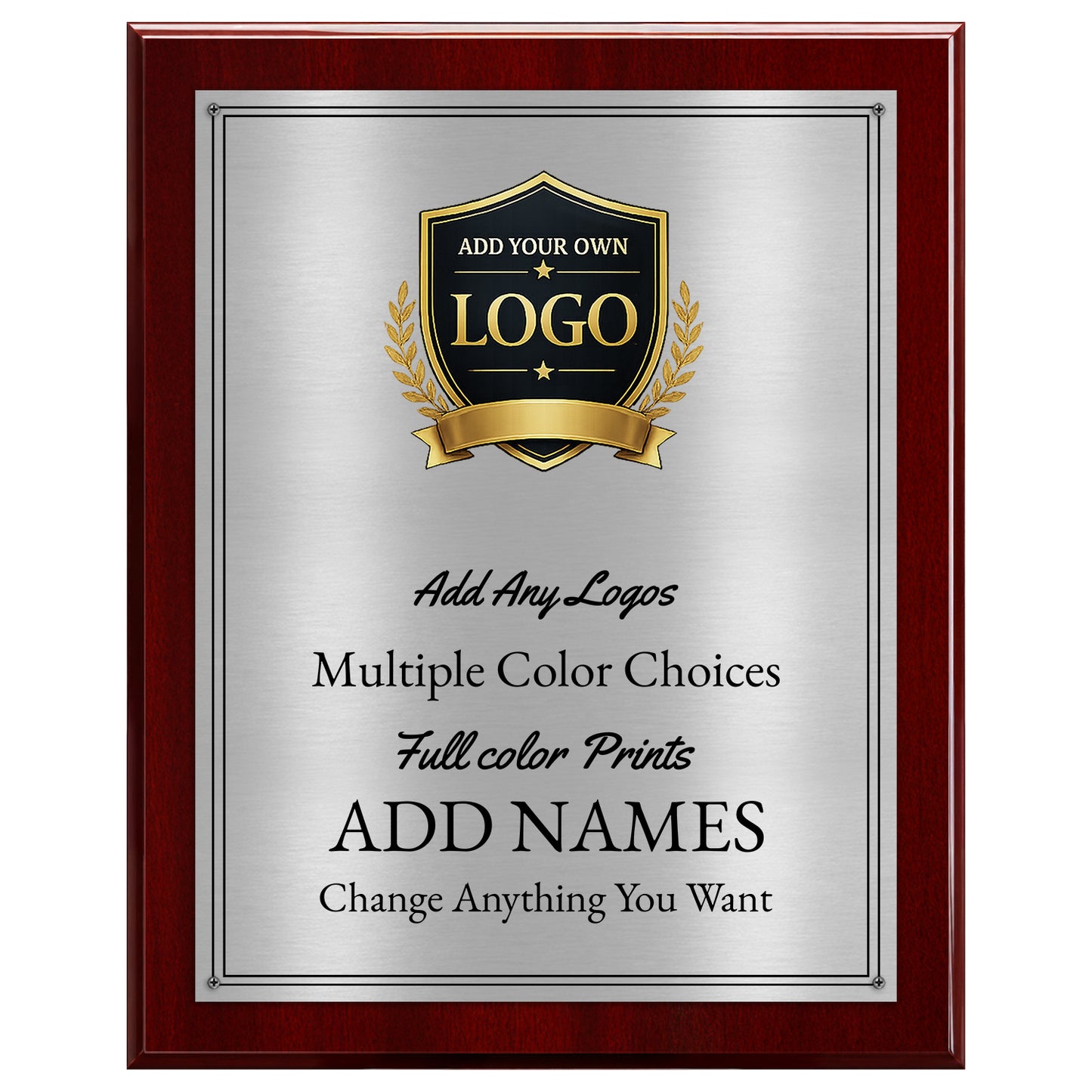 Classic Mahogany Plaque Gold & Silver Metal Plate Personalize Online