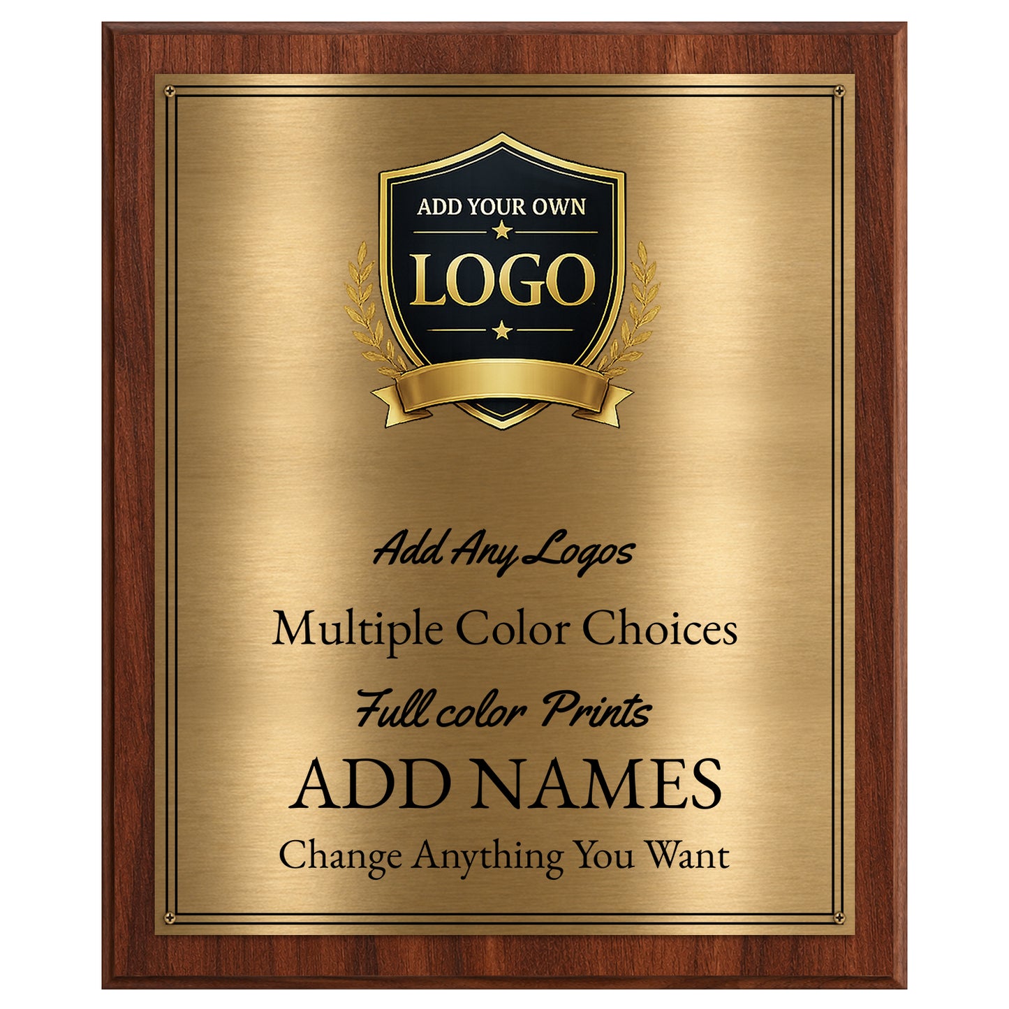 Classic Mahogany Plaque Gold & Silver Metal Plate Personalize Online