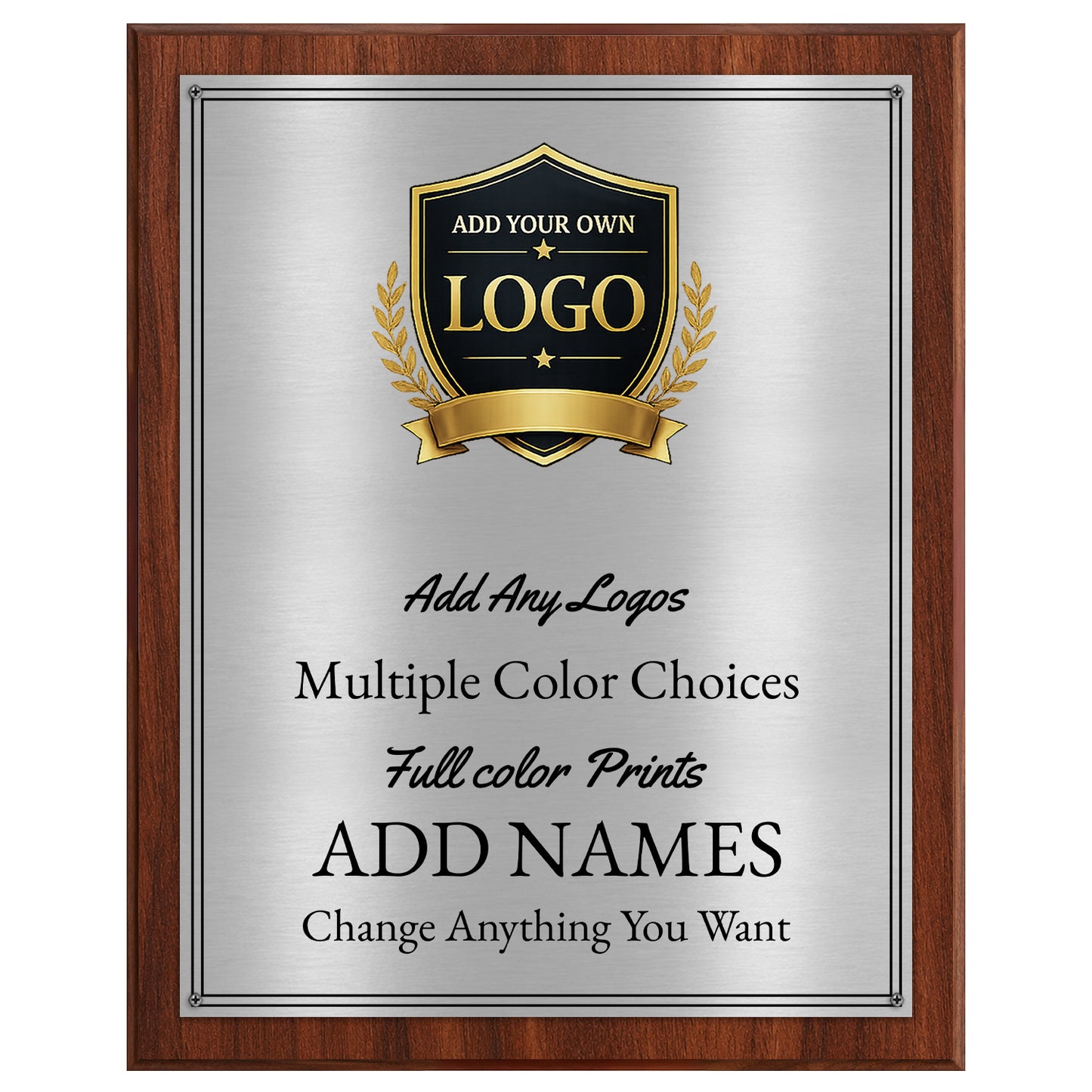 Classic Black Plaque Gold & Silver Metal Plate Personalize Online