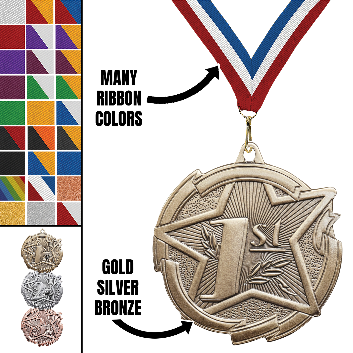 2-3/8" MD Star Medal 1st 2nd 3rd