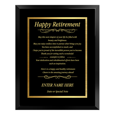 Happy Retirement Plaque – Personalized Retirement Keepsake