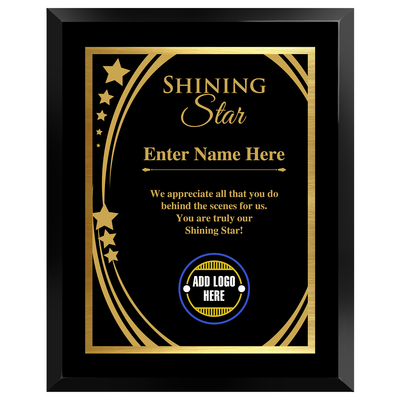 Shining Star Appreciation Award -  Personalized Corporate Recognition Award Available in 4 Colors & 3 Sizes