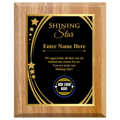 Shining Star Appreciation Award -  Personalized Corporate Recognition Award Available in 4 Colors & 3 Sizes