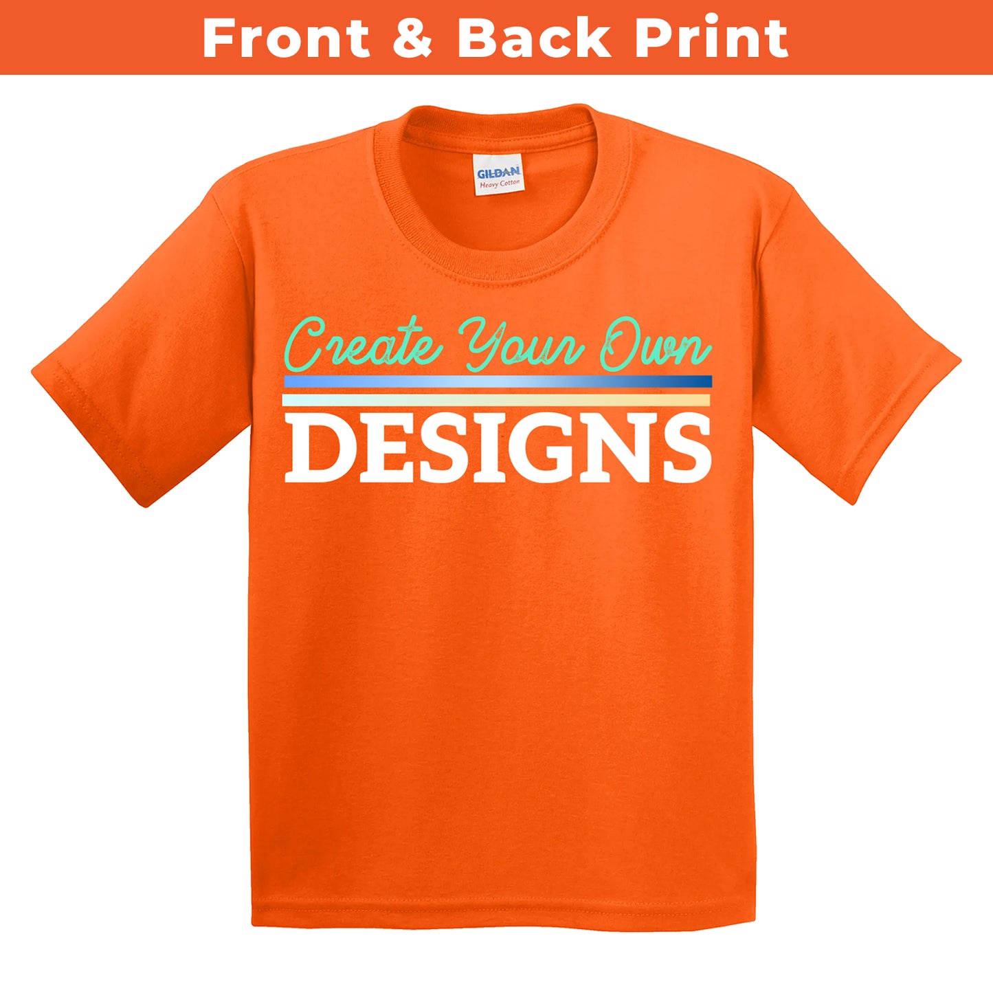 Gildan 5000B Heavy Youth T-Shirt Front and Back Print
