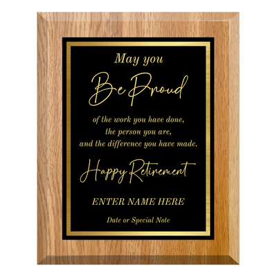 May You Be Proud Retirement Plaque – Personalized Employee Recognition Gift