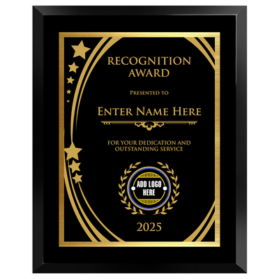 Outstanding Service Award - Personalized Corporate Recognition Award Available in 4 Colors & 3 Sizes