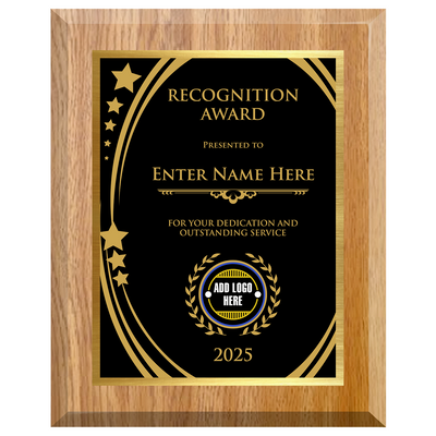 Outstanding Service Award - Personalized Corporate Recognition Award Available in 4 Colors & 3 Sizes