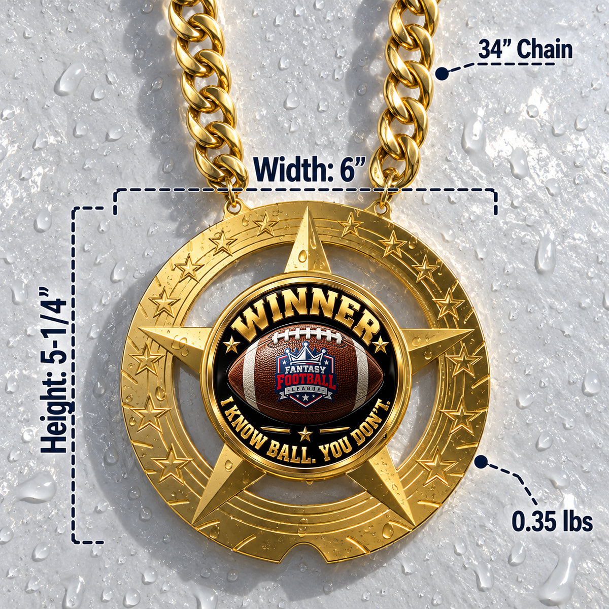 Fantasy Football Champion Chain - Winner - I Know Ball. You Don't