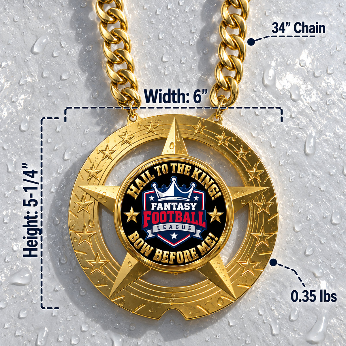 Fantasy Football Champion Chain - Hail To The King - Bow Before Me