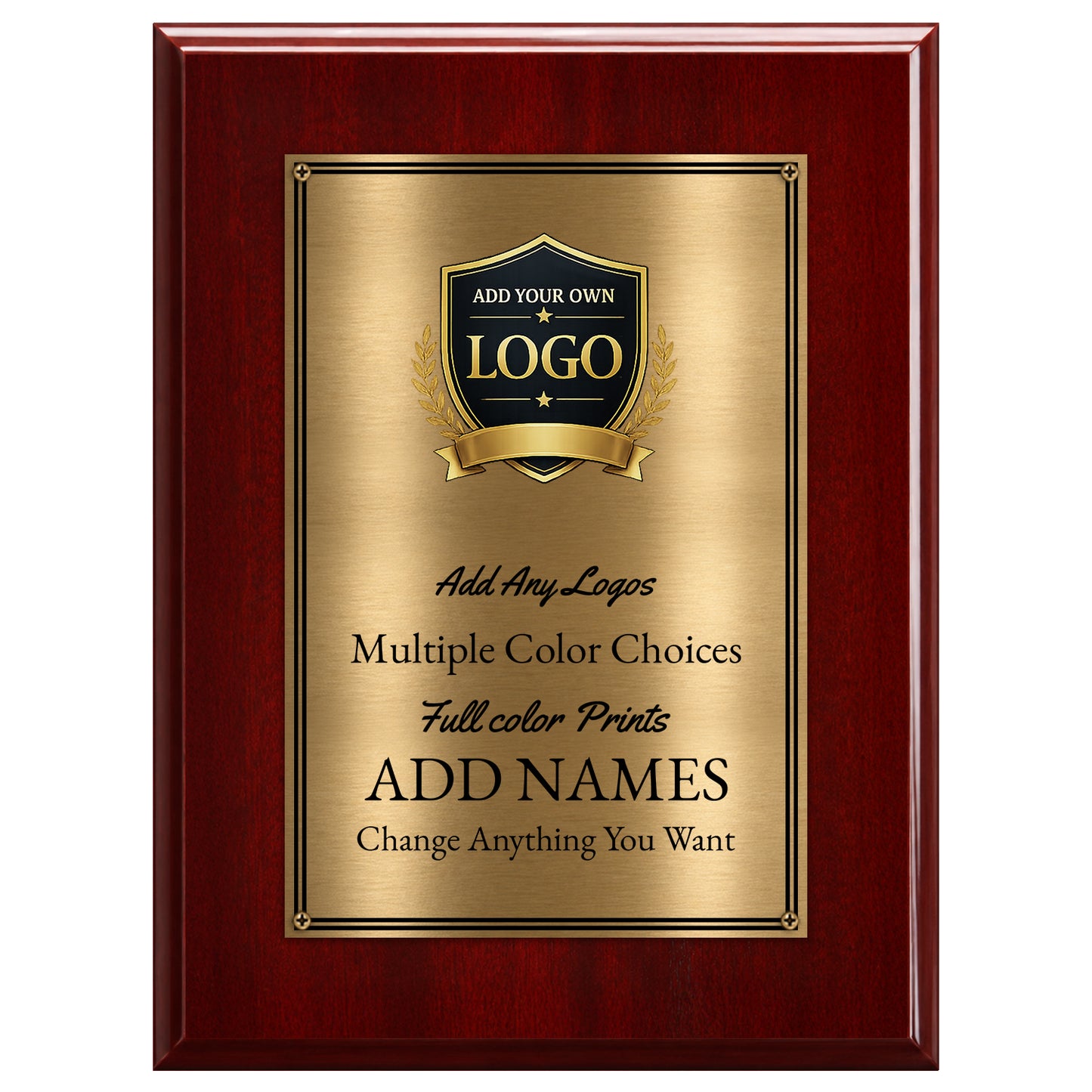 Classic Mahogany Plaque Gold & Silver Metal Plate Personalize Online