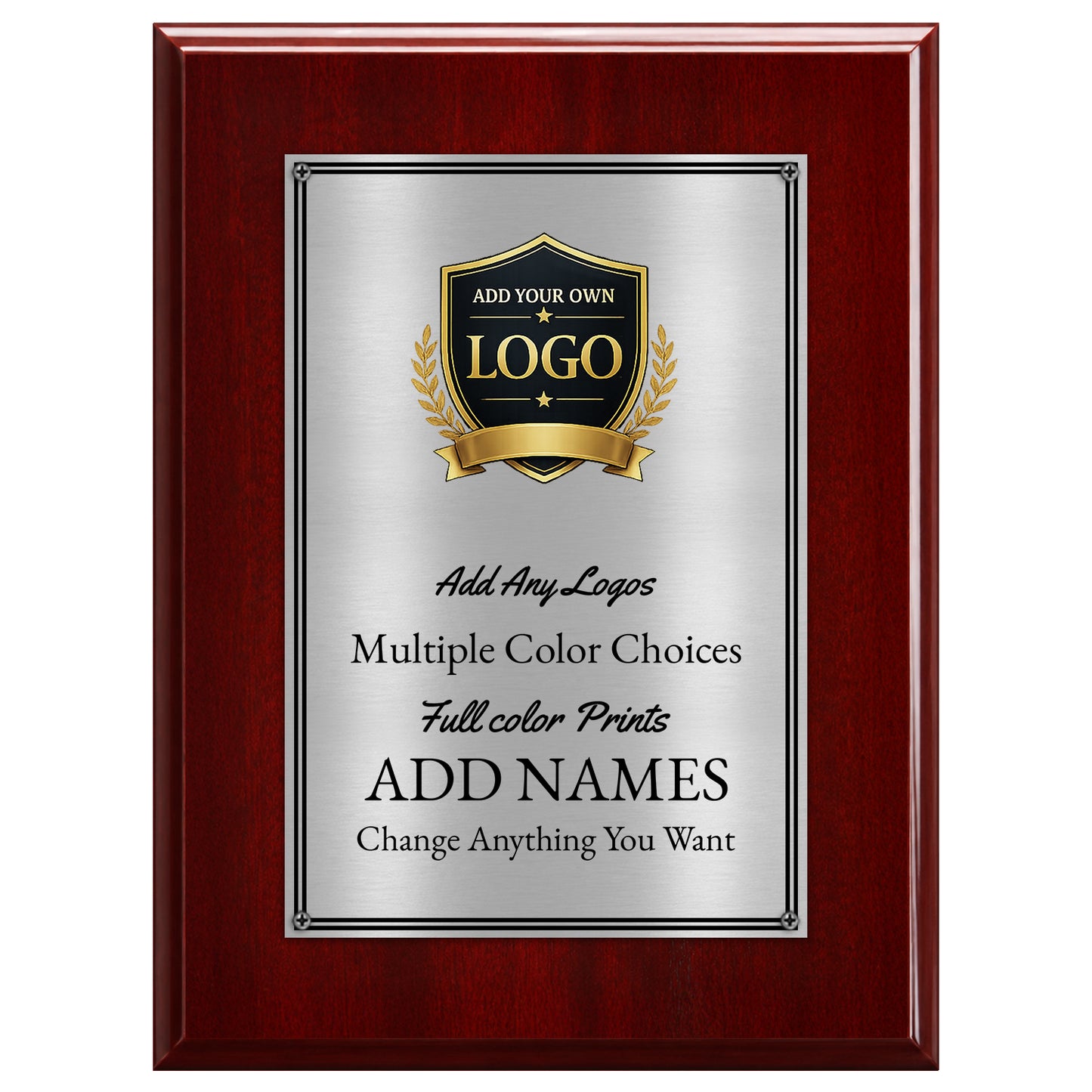 Classic Mahogany Plaque Gold & Silver Metal Plate Personalize Online