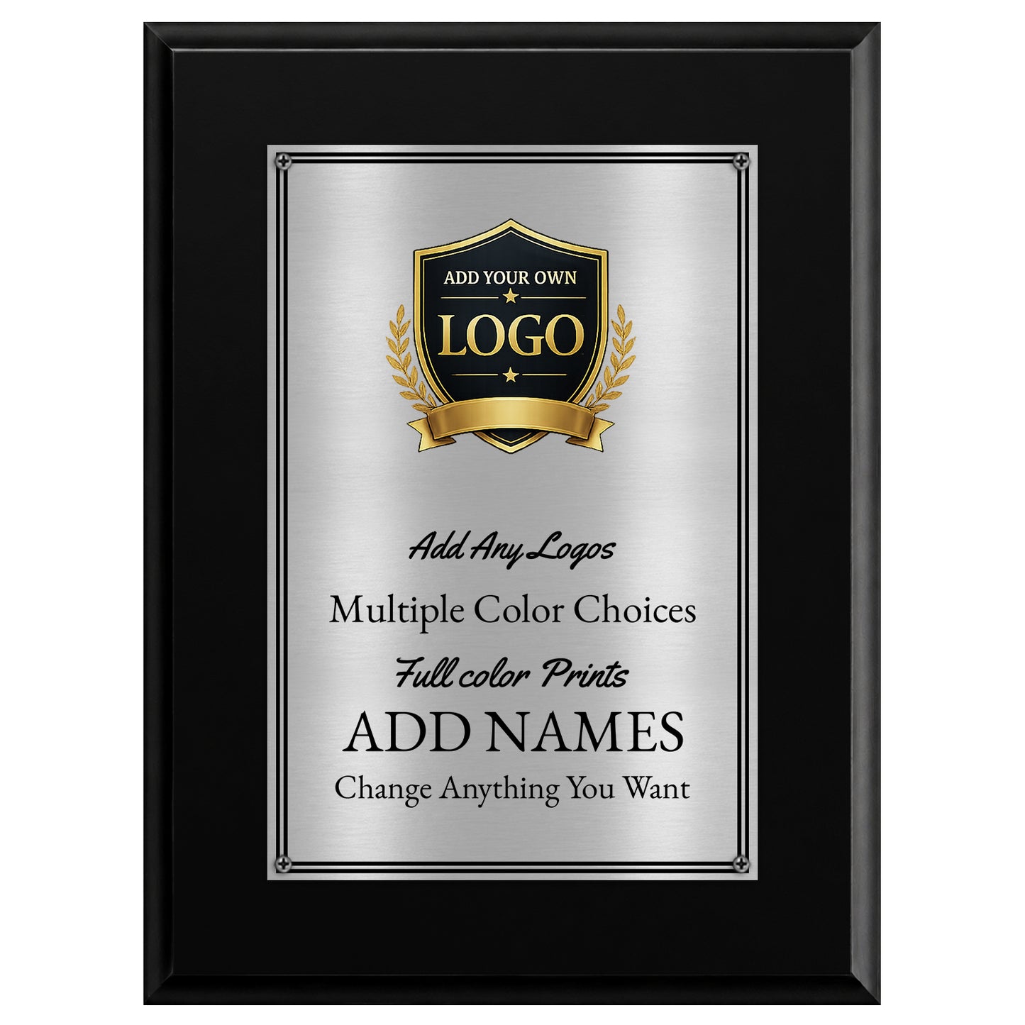 Classic Oak Plaque Gold & Silver Metal Plate Personalize Online