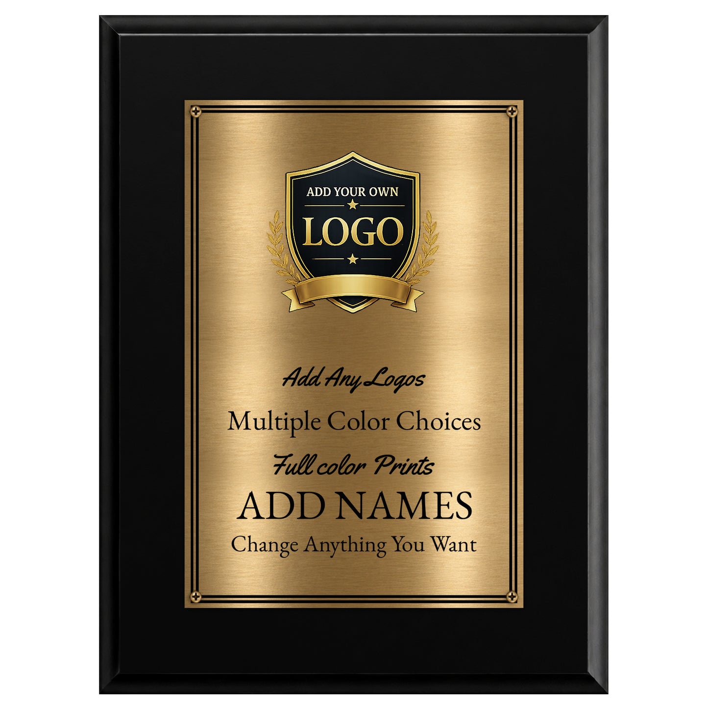 Classic Black Plaque Gold & Silver Metal Plate Personalize Online