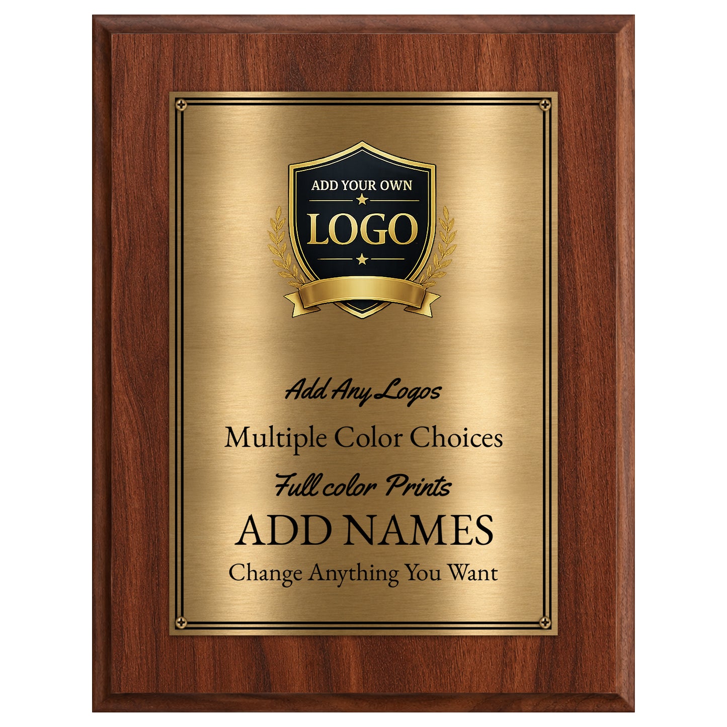 Classic Mahogany Plaque Gold & Silver Metal Plate Personalize Online
